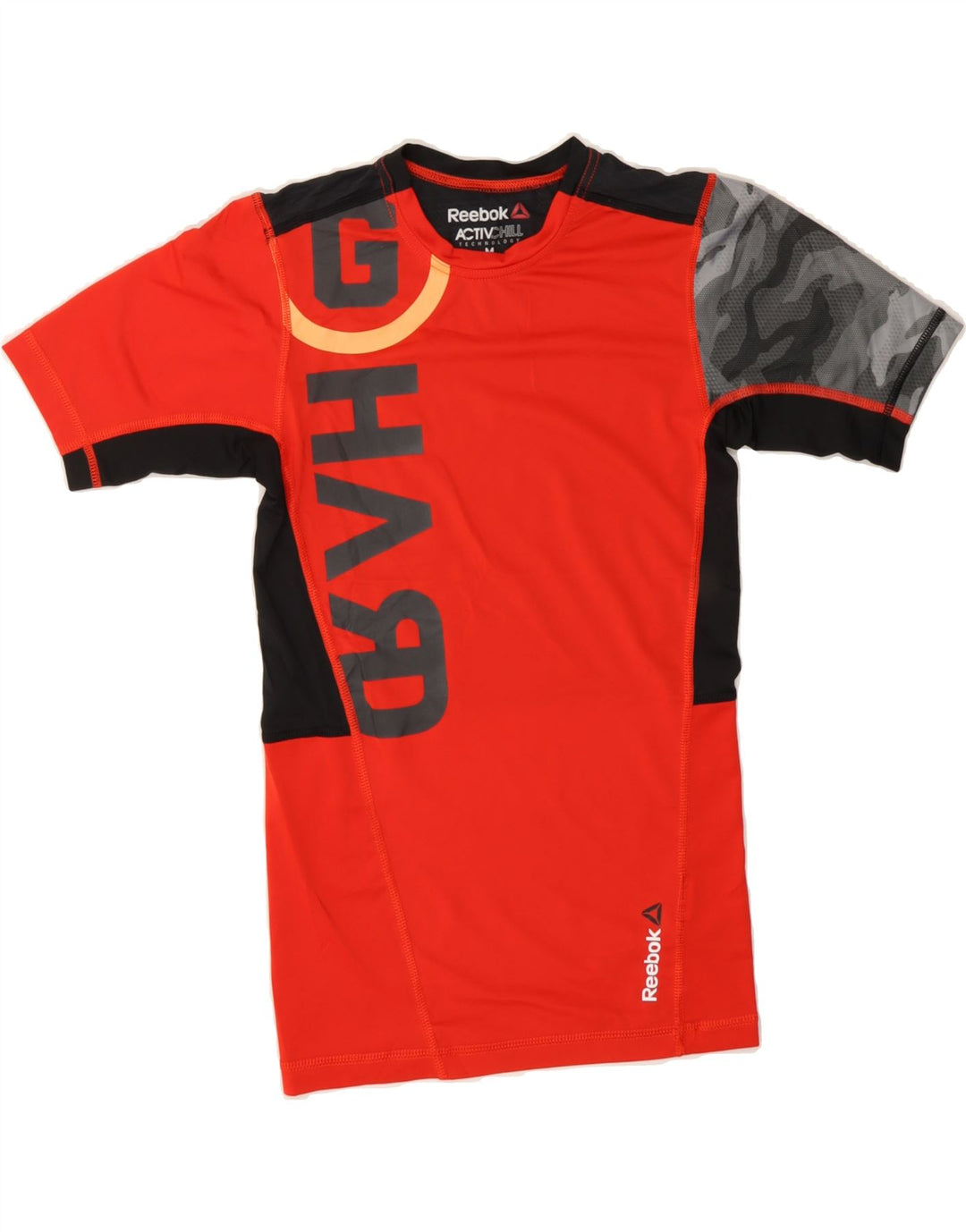 REEBOK Boys Graphic T-Shirt Top 13-14 Years Medium Orange Colourblock Vintage Reebok and Second-Hand Reebok from Messina Hembry 