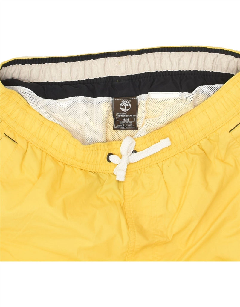 TIMBERLAND Mens Graphic Regular Fit Sport Shorts Medium Yellow Vintage Timberland and Second-Hand Timberland from Messina Hembry 