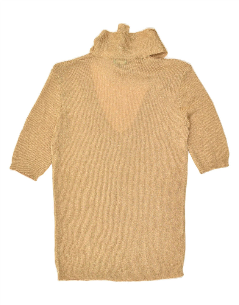 BENETTON Womens Top 3/4 Sleeve UK 14 Large Beige Acetate | Vintage Benetton | Thrift | Second-Hand Benetton | Used Clothing | Messina Hembry 