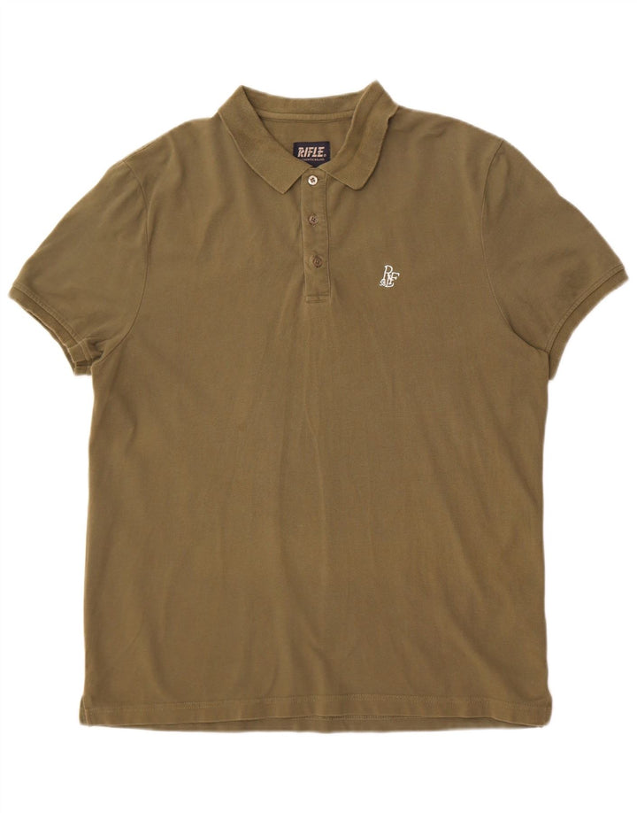 Rifle Mens Polo Shirt 2XL Khaki Cotton