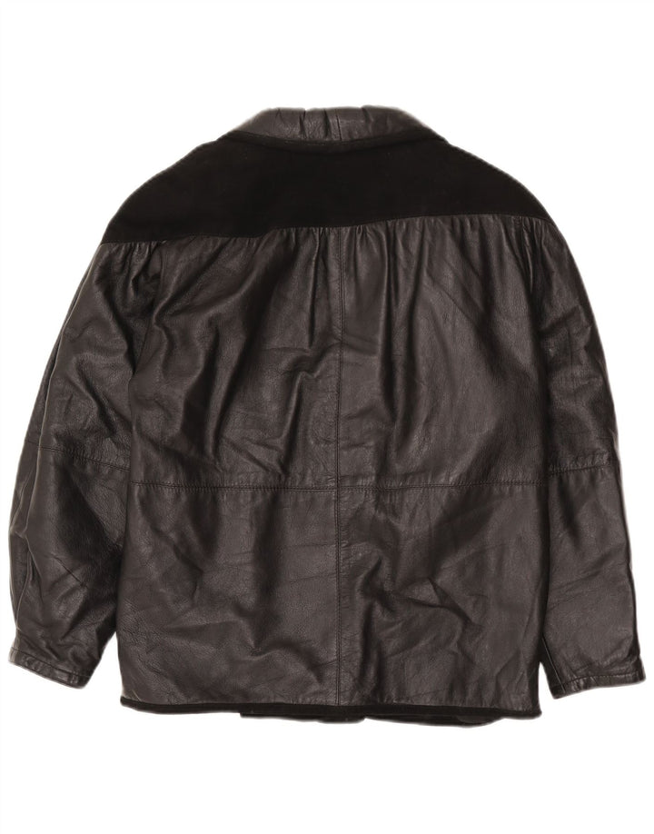 Vintage Womens Leather Jacket UK 18 XL Black Leather