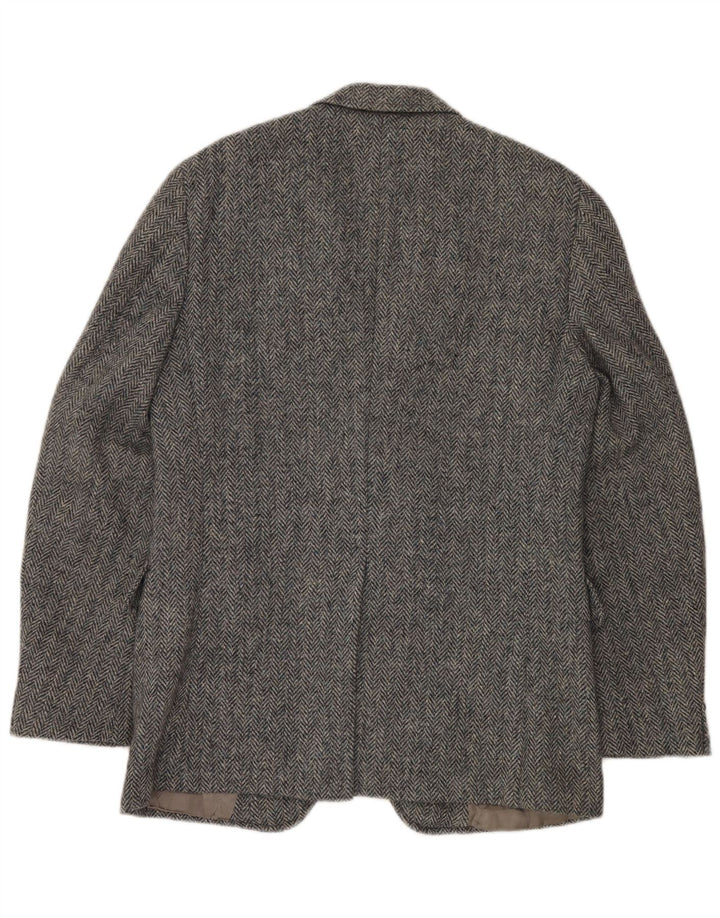 J.S.A. BANK Mens 2 Button Blazer Jacket UK 38 Medium Grey Herringbone Wool