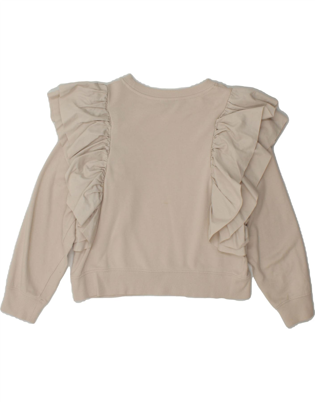 ZARA Womens Crop Sweatshirt Jumper UK 10 Small Beige Cotton Vintage Zara and Second-Hand Zara from Messina Hembry 