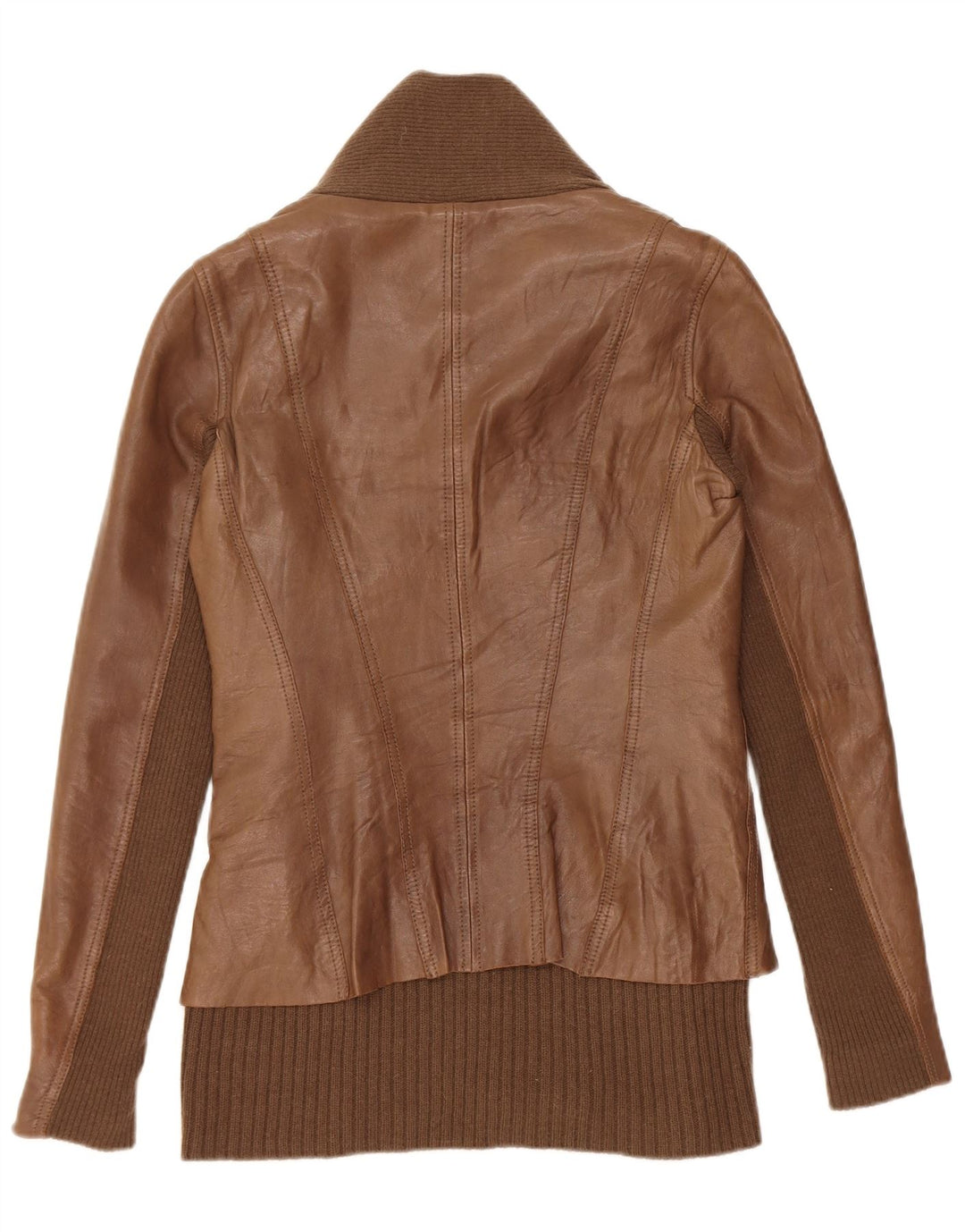 Vintage Womens Leather Jacket UK 10 Small Brown Leather