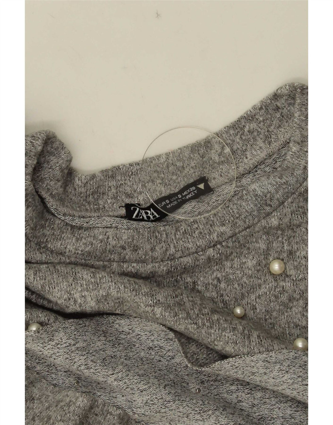Zara Womens Oversized Top 3/4 Sleeve UK 10 Small Grey Flecked
