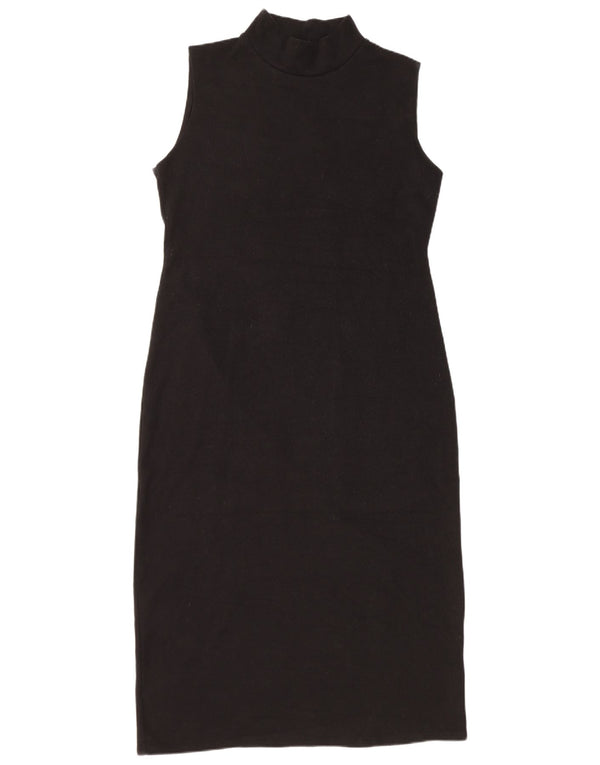 Zara Womens Sleeveless Jumper Dress UK 16 Large Black Cotton