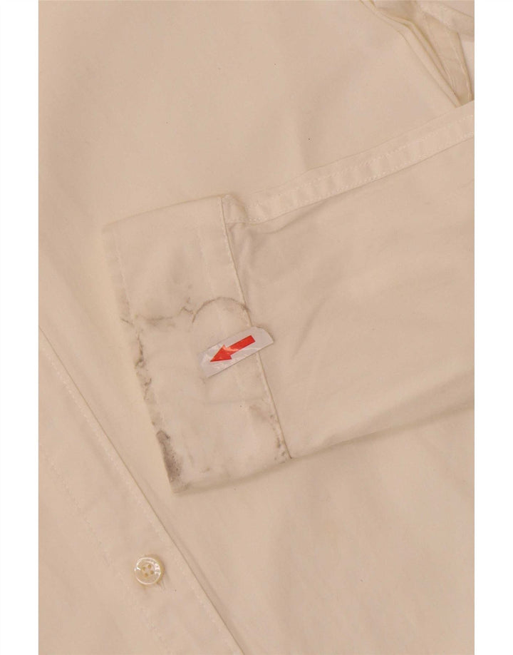 Tommy Hilfiger Mens Slim Fit Shirt Medium Off White Cotton