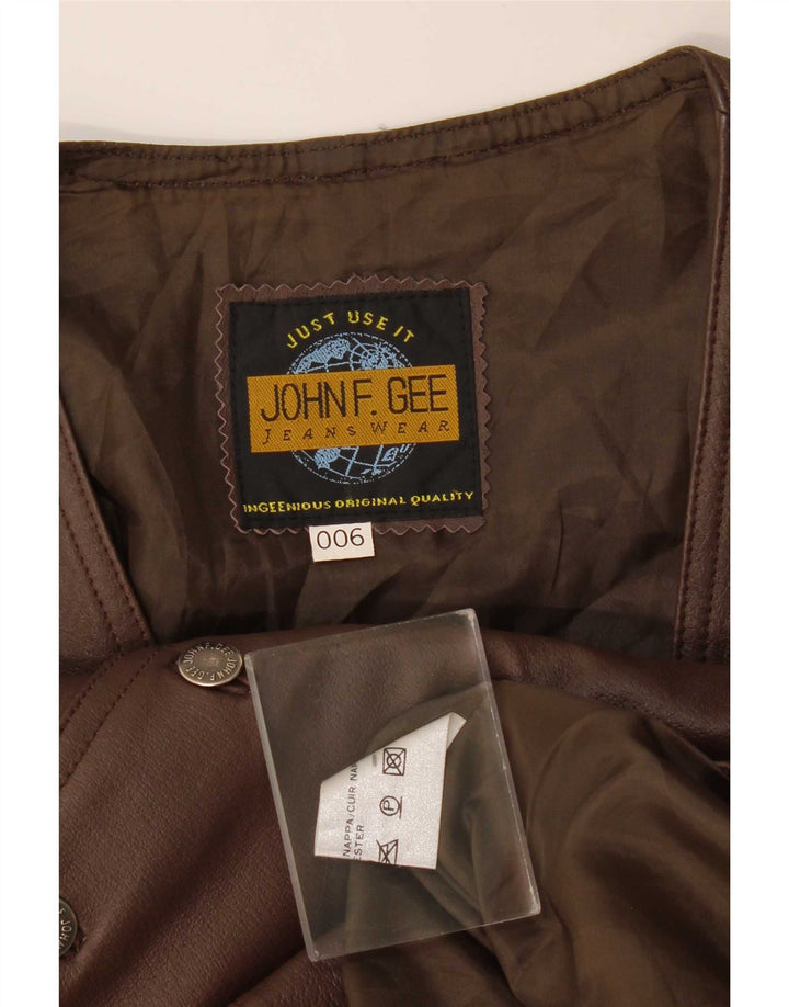John F Gee Mens Leather Waistcoat Medium Brown