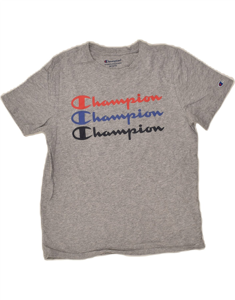 CHAMPION Boys Graphic T-Shirt Top 10-11 Years Medium Grey Cotton | Vintage Champion | Thrift | Second-Hand Champion | Used Clothing | Messina Hembry 