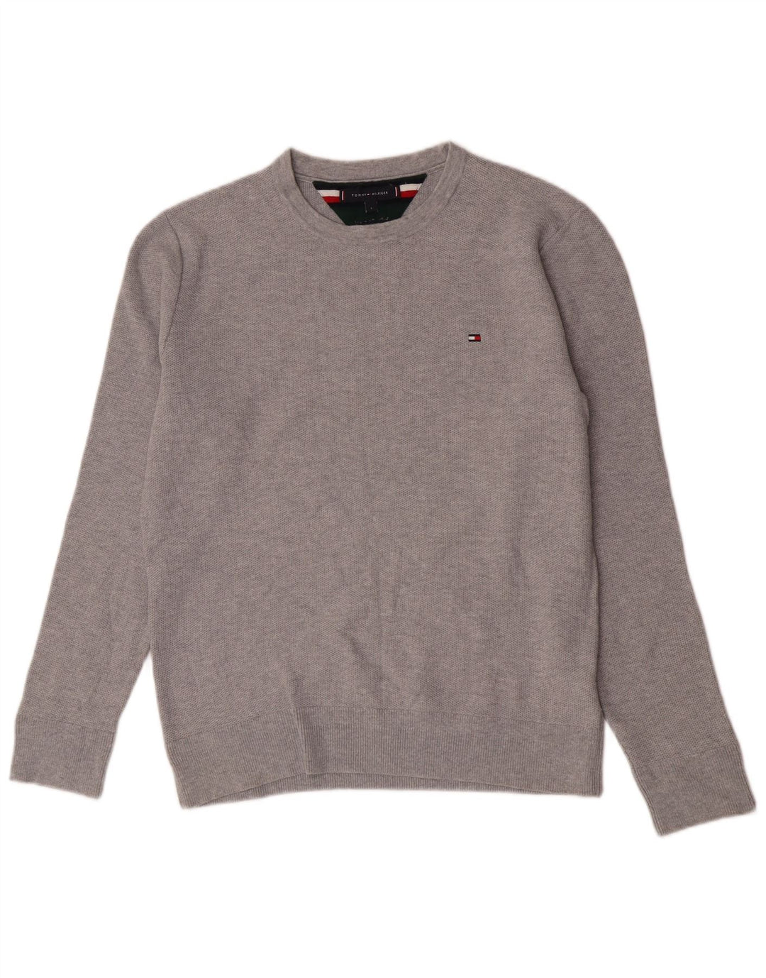 Tommy Hilfiger Mens Crew Neck Jumper Sweater Large Grey Cotton