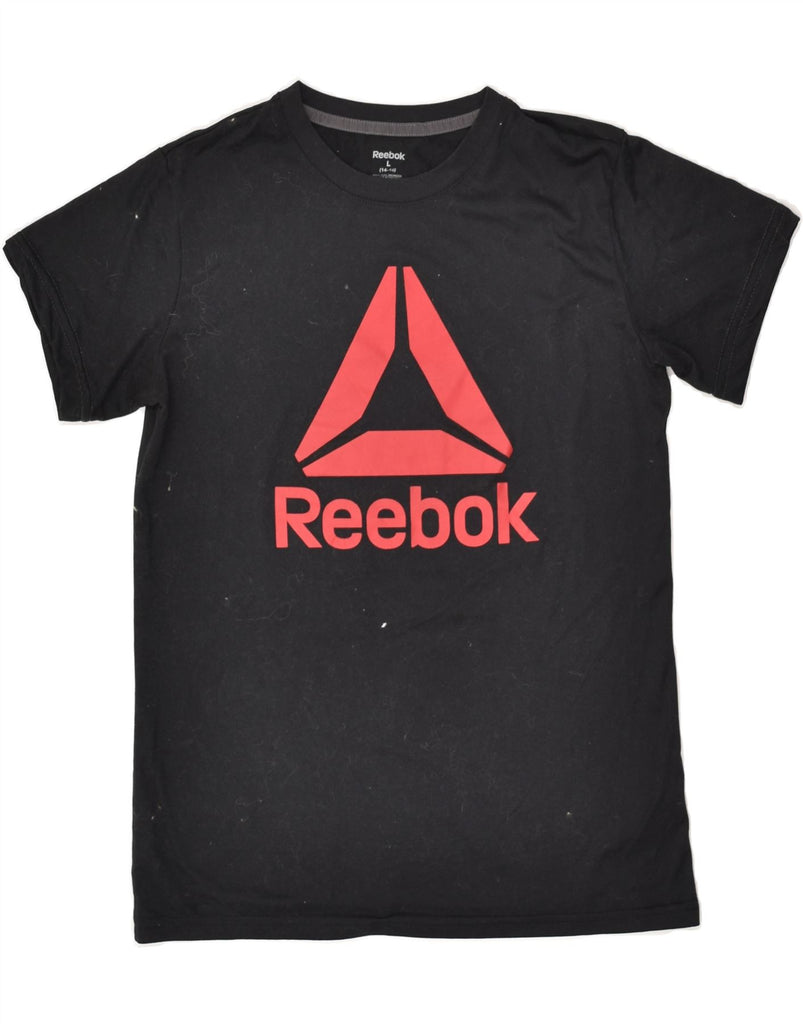 REEBOK Boys Graphic T-Shirt Top 14-15 Years Black Cotton | Vintage Reebok | Thrift | Second-Hand Reebok | Used Clothing | Messina Hembry 