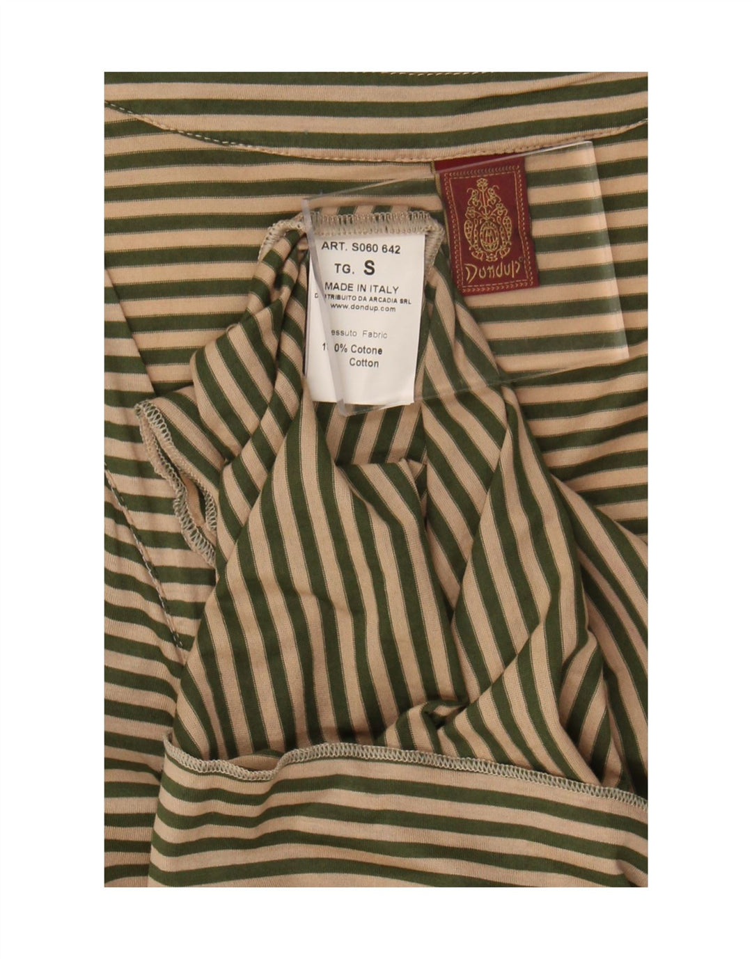 Dondup Womens Front Tie Blouse Top UK 10 Small Beige Striped Cotton