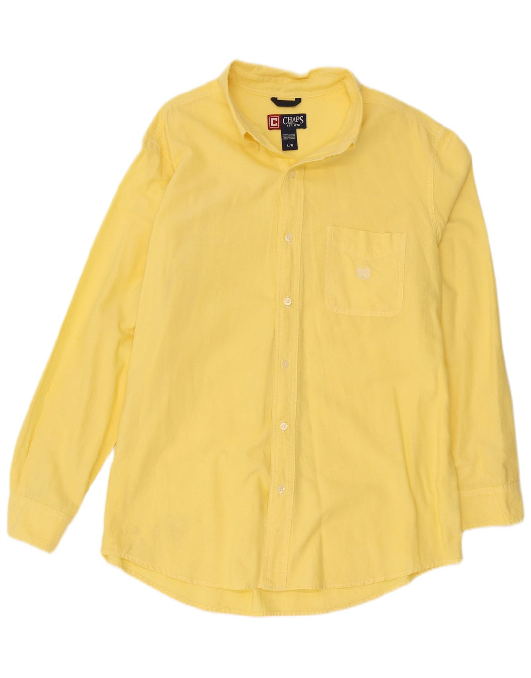 Chaps Mens Shirt Large Yellow Cotton