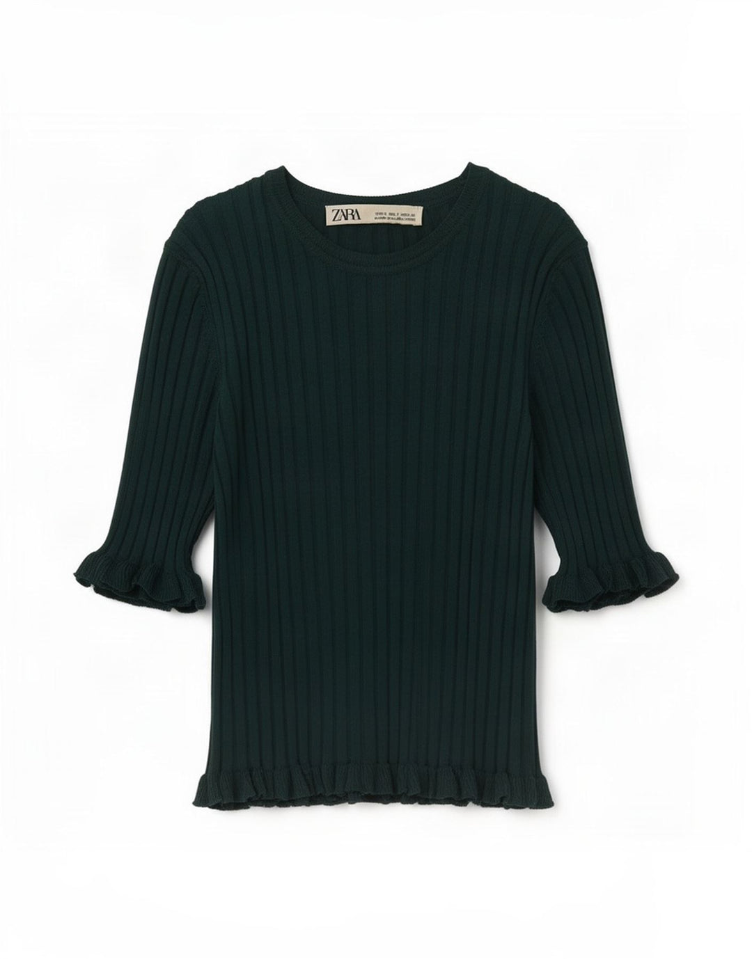 Zara Womens Crop Blouse Top UK 8 Small Green Viscose