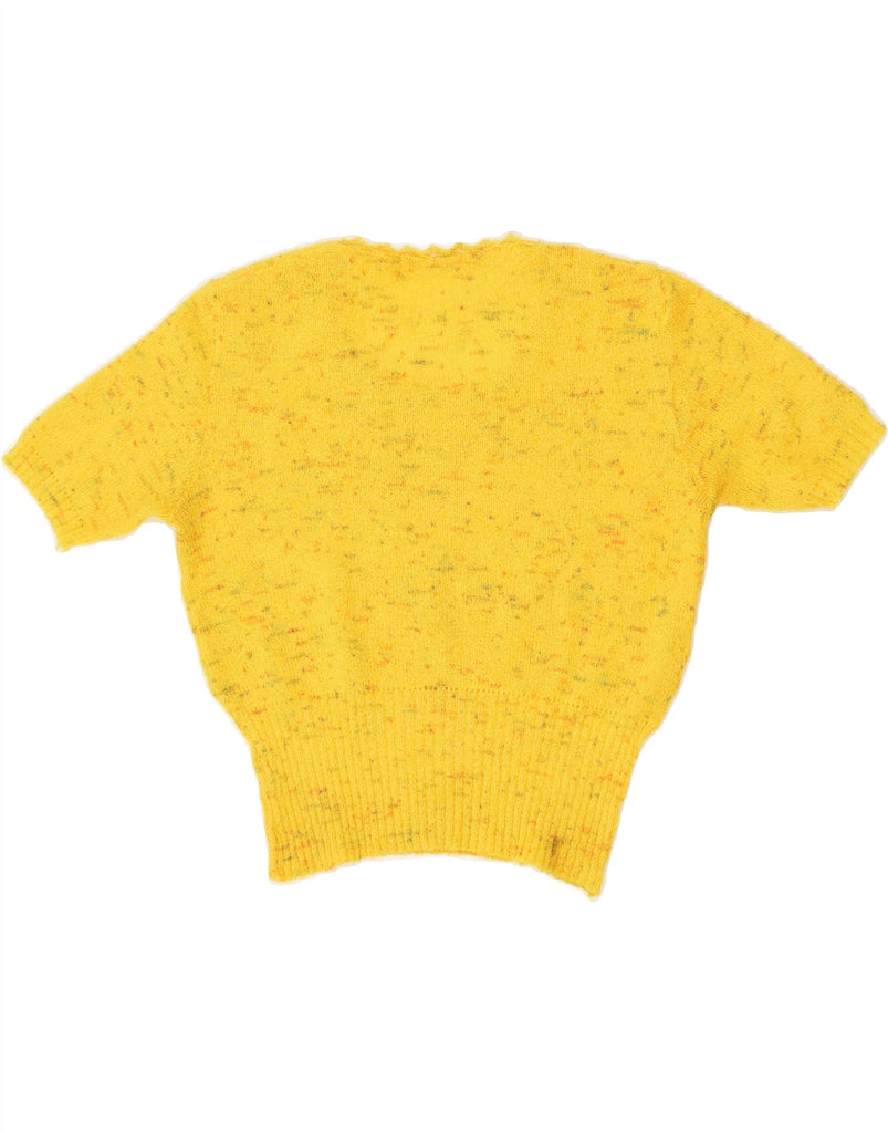 VINTAGE Womens Short Sleeve Crew Neck Jumper Sweater UK 10 Small Yellow | Vintage Vintage | Thrift | Second-Hand Vintage | Used Clothing | Messina Hembry 