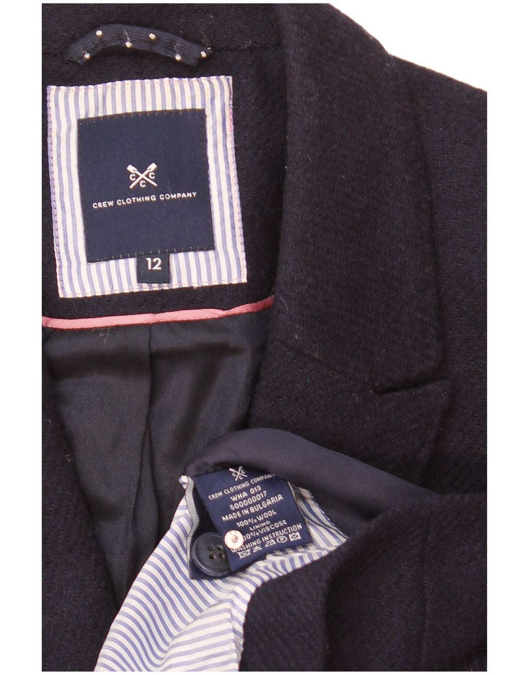 Crew Clothing Womens 2 Button Blazer Jacket UK 12 Medium  Navy Blue Wool