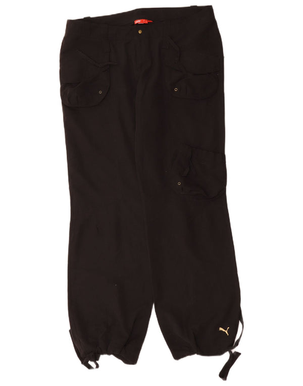 Puma Womens Joggers Cargo Trousers UK 14 Large W36 L33 Black
