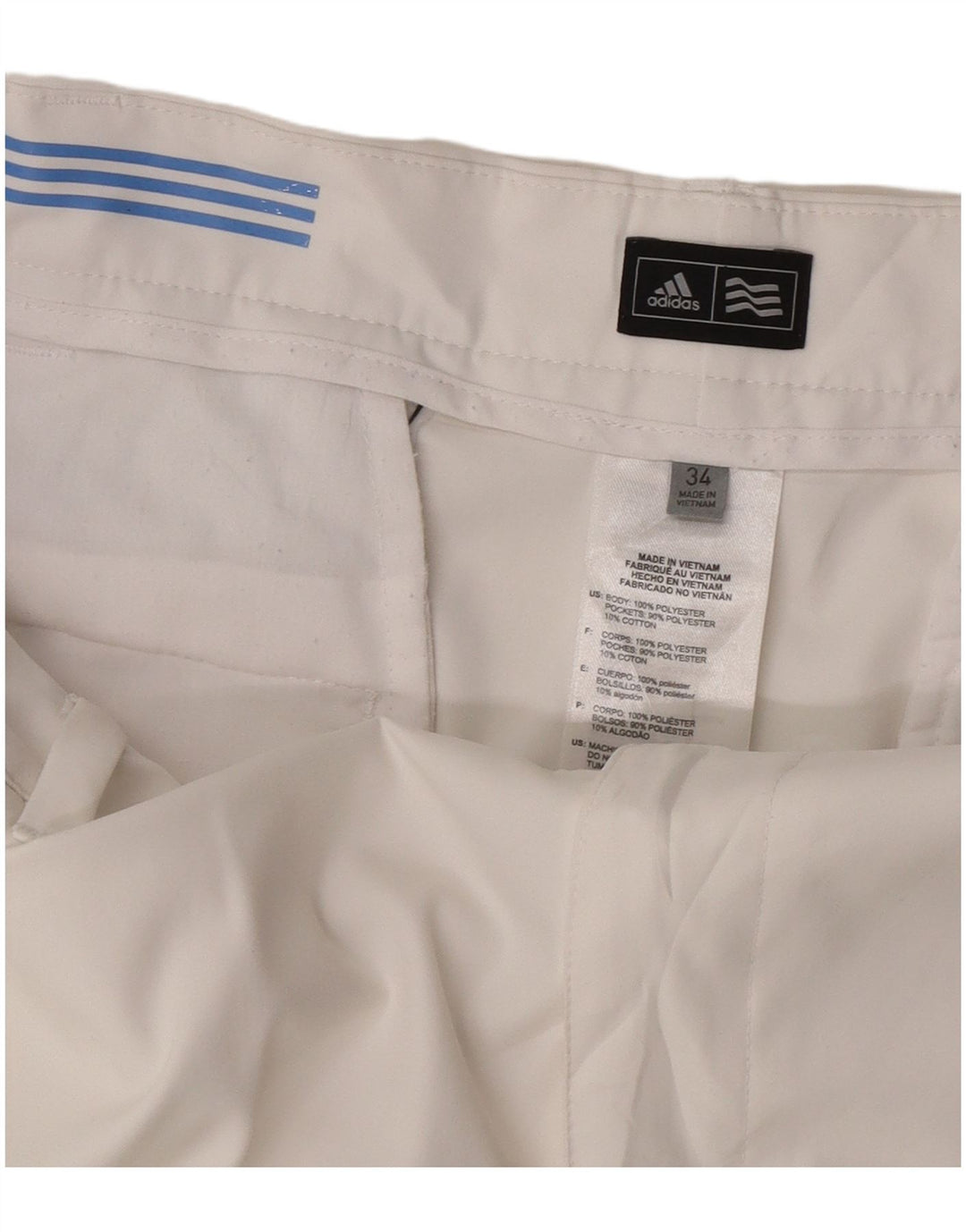 Adidas Mens Chino Shorts W34 Large White Polyester