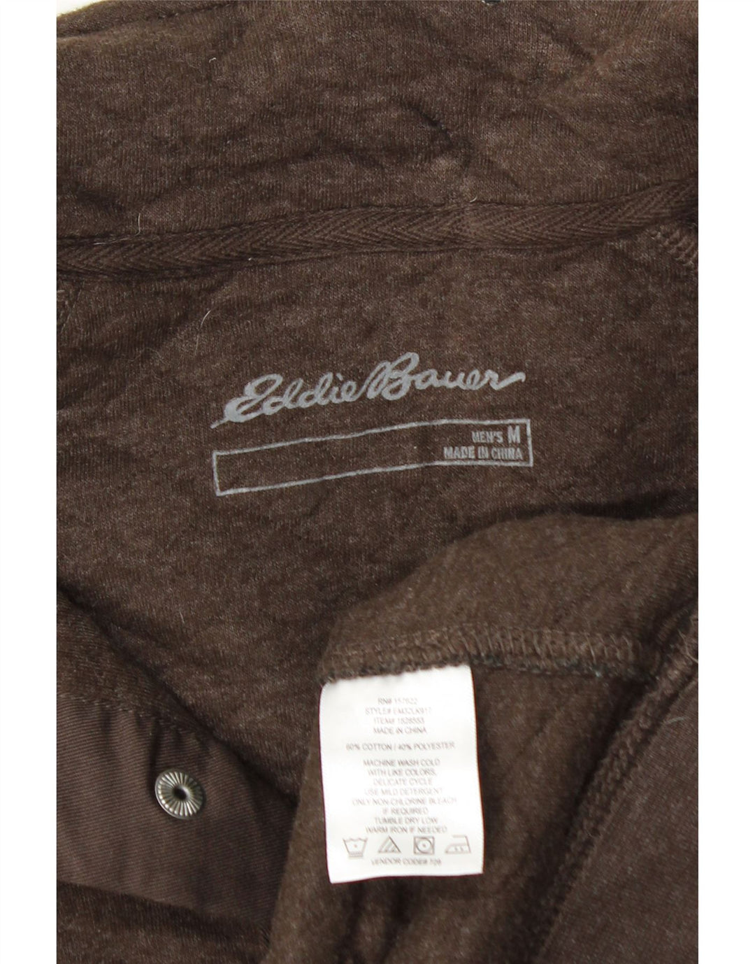 EDDIE BAUER Mens Button Neck Sweatshirt Jumper Medium Brown Cotton