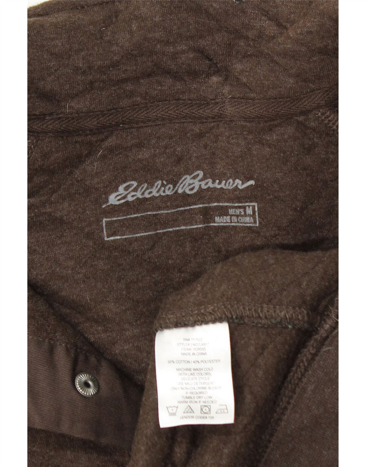 EDDIE BAUER Mens Button Neck Sweatshirt Jumper Medium Brown Cotton
