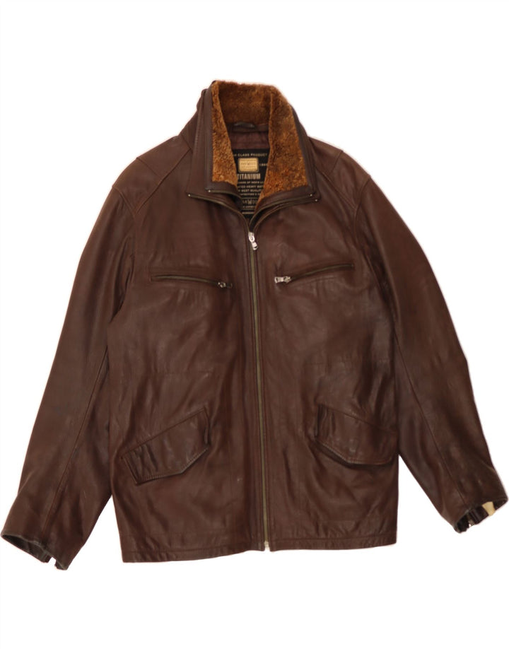 OAKWOOD Mens Leather Jacket UK 40 Large Brown