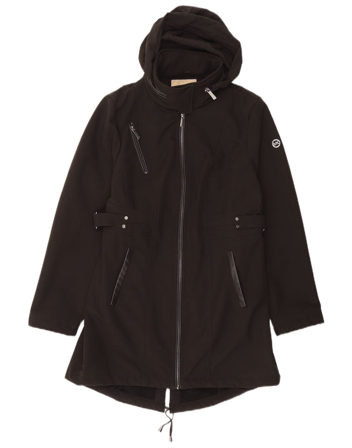 MICHAEL KORS Womens Hooded Parka Jacket UK 16 Large Black Polyester