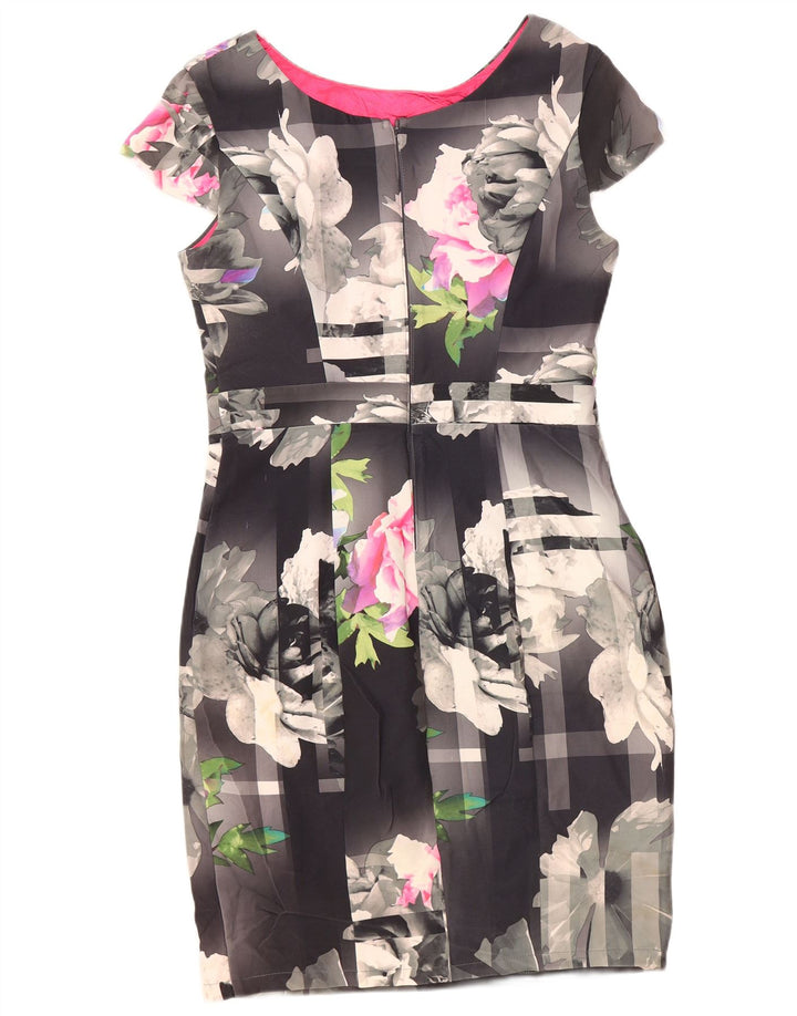 LIPSY Womens Sheath Dress UK 14 Medium Grey Floral Polyester
