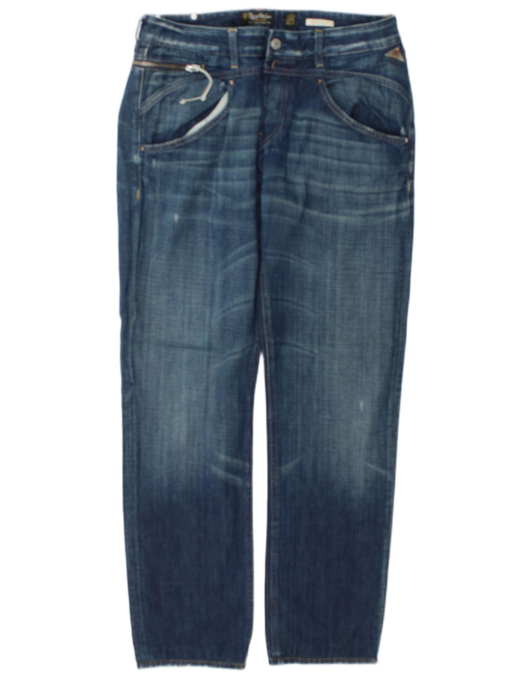 Replay Womens Distressed Straight Jeans W31 L34 Blue Cotton