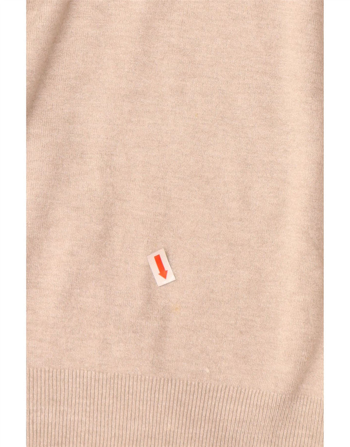 ZARA Womens V-Neck Jumper Sweater UK 12 Medium Beige