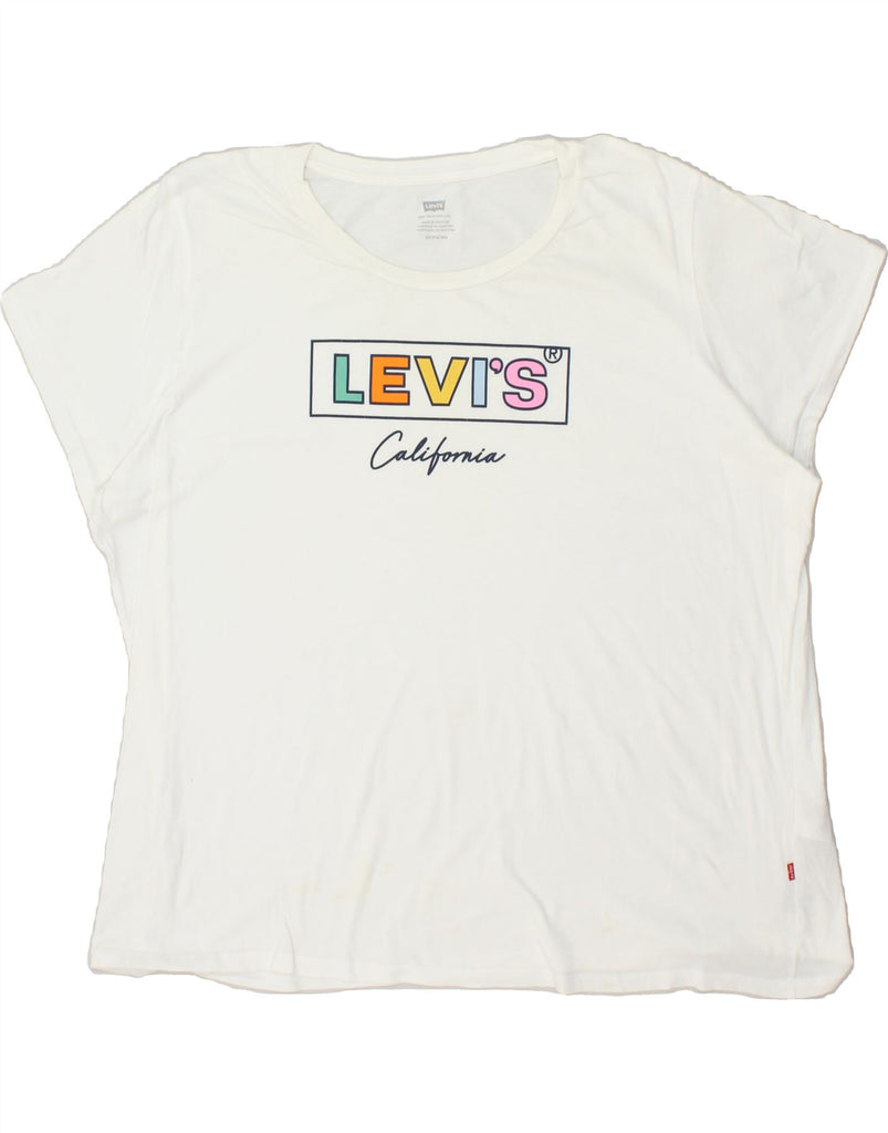 LEVI'S Womens Graphic T-Shirt Top UK 24 3XL White Cotton Vintage Levi's and Second-Hand Levi's from Messina Hembry 