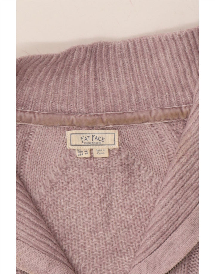 FAT FACE Womens Zip Neck Jumper Sweater UK 14 Medium Purple Nylon Vintage Fat Face and Second-Hand Fat Face from Messina Hembry 