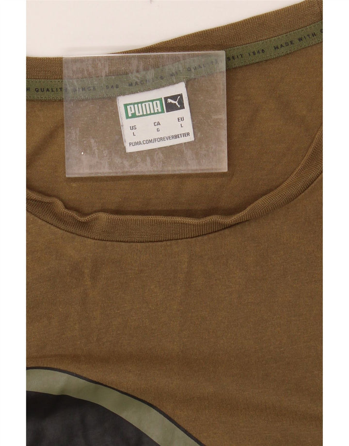PUMA Mens Graphic T-Shirt Top Large Khaki