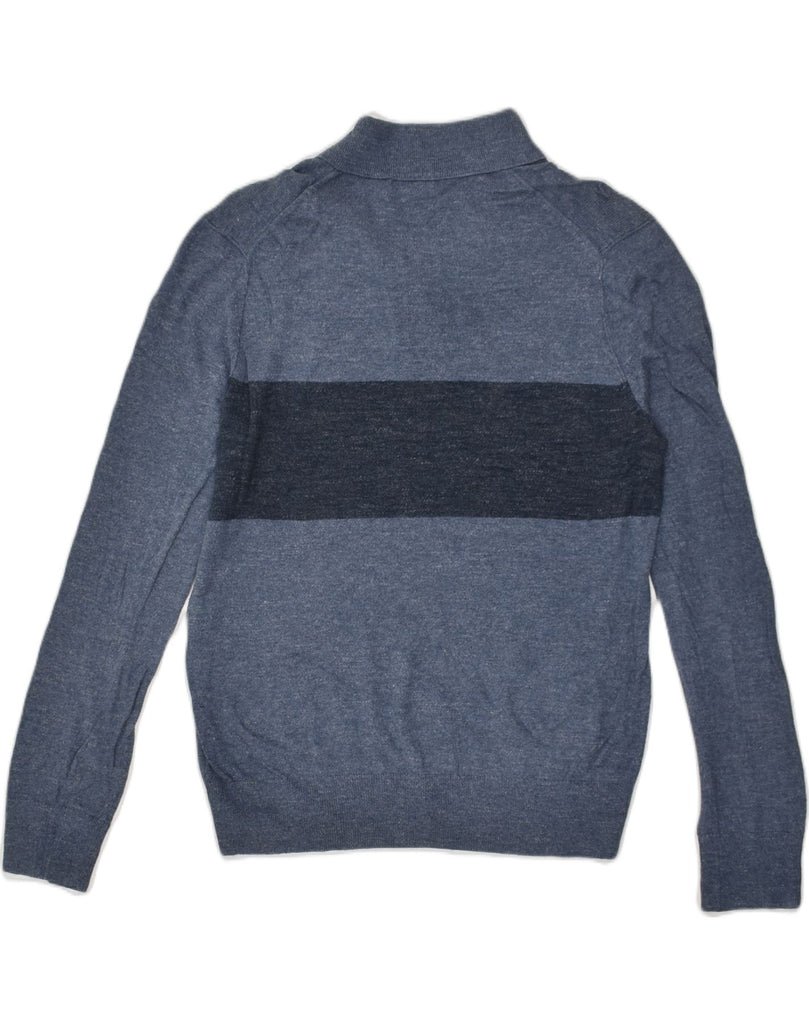 BANANA REPUBLIC Mens V-Neck Jumper Sweater Medium Navy Blue Colourblock | Vintage Banana Republic | Thrift | Second-Hand Banana Republic | Used Clothing | Messina Hembry 