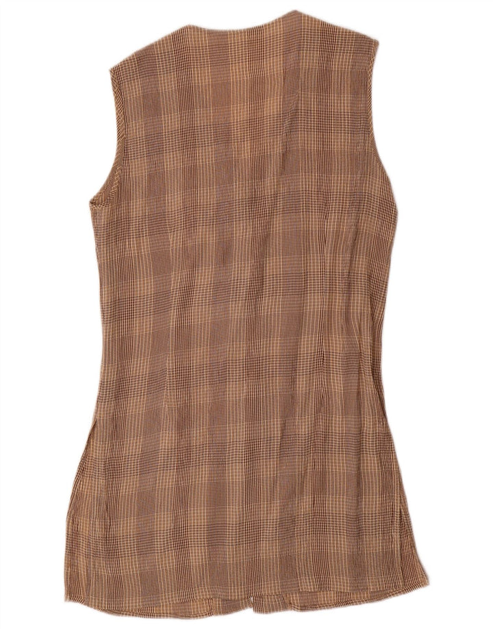 VINTAGE Womens 4 Button 2 Piece Set UK 10 Small W28 Brown Check Acetate