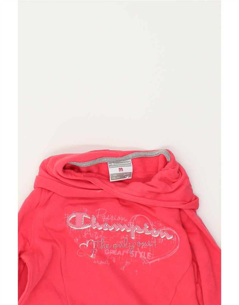 CHAMPION Girls Graphic Hoodie Jumper 9-10 Years Medium Pink | Vintage Champion | Thrift | Second-Hand Champion | Used Clothing | Messina Hembry 