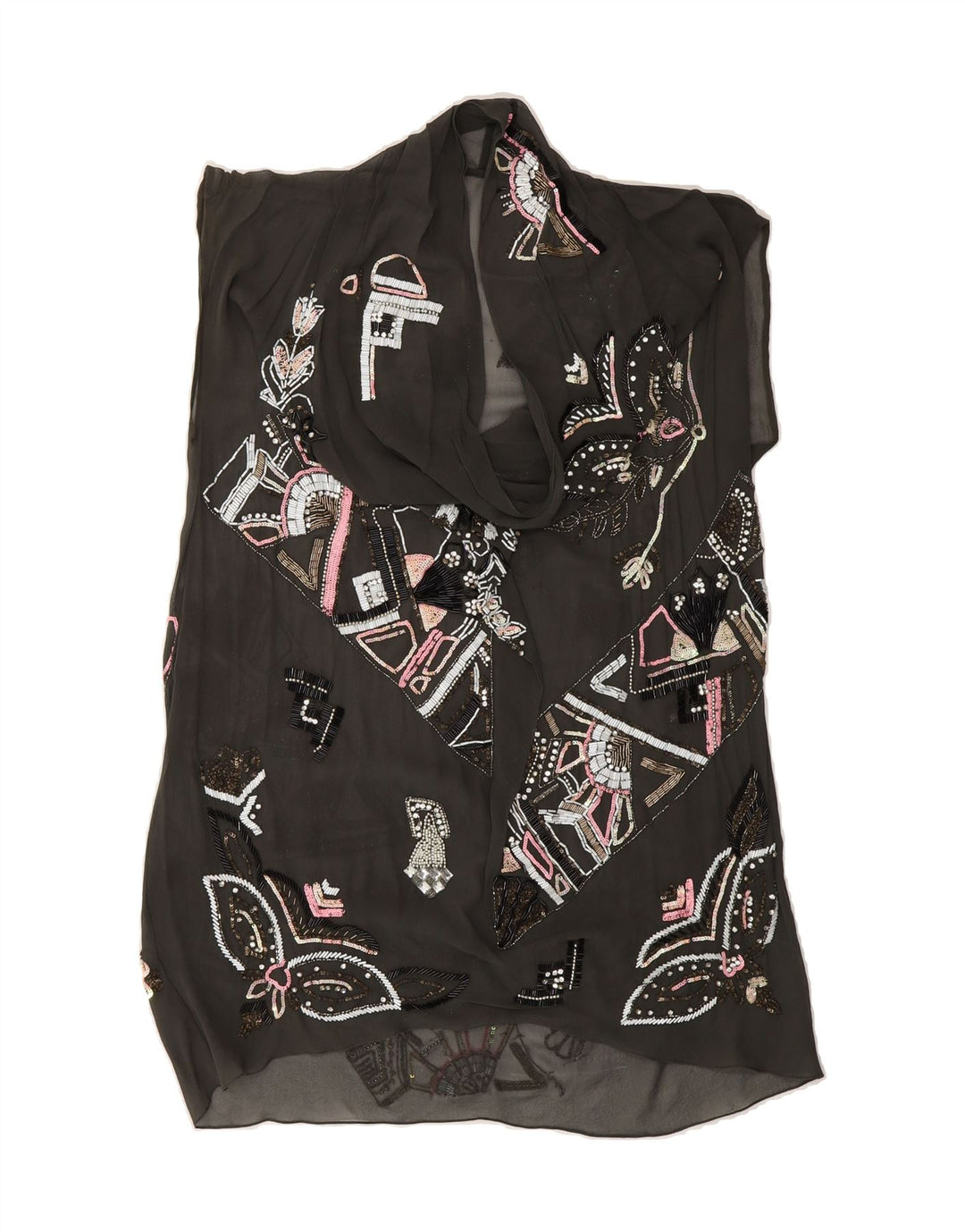 ALL SAINTS Womens See Through Tunic Dress UK 14 Medium Black Geometric Vintage All Saints and Second-Hand All Saints from Messina Hembry 