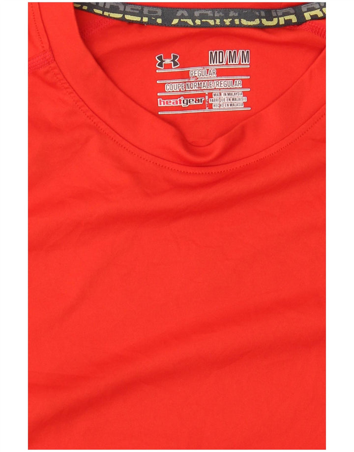 Under Armour Mens Heat Gear T-Shirt Top Medium Red Polyester
