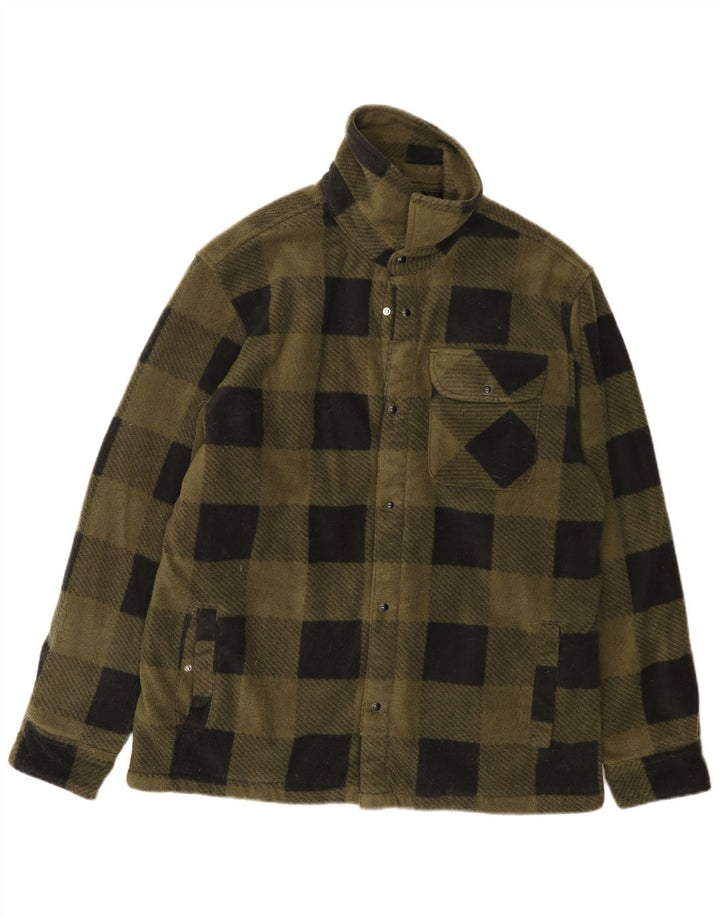 Parkside Mens Fleece Jacket UK 40 Large Khaki Gingham Polyester