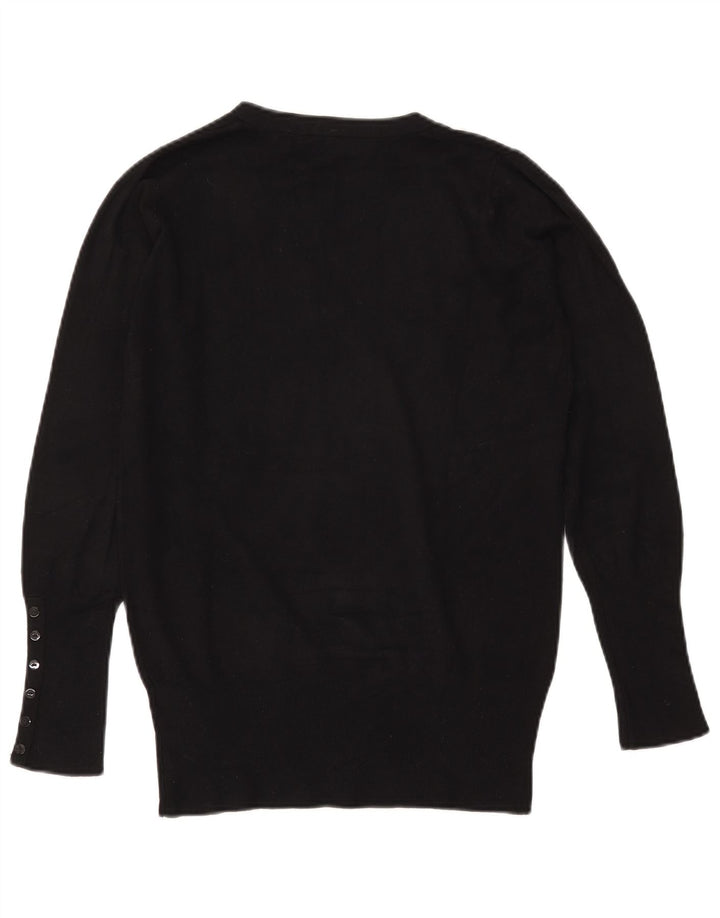 Zara Womens V-Neck Jumper Sweater UK 14 Medium Black Rayon