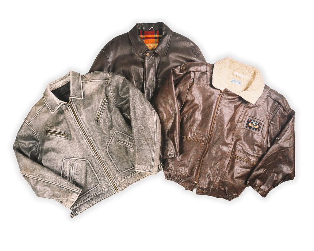 Vintage Leather Jacket Mix | Vintage Wholesale | Thrift | Second-Hand Wholesale | Used Clothing | Messina Hembry 