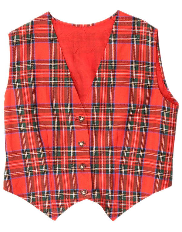 Vintage Womens Waistcoat UK 12 Medium Red Plaid Classic
