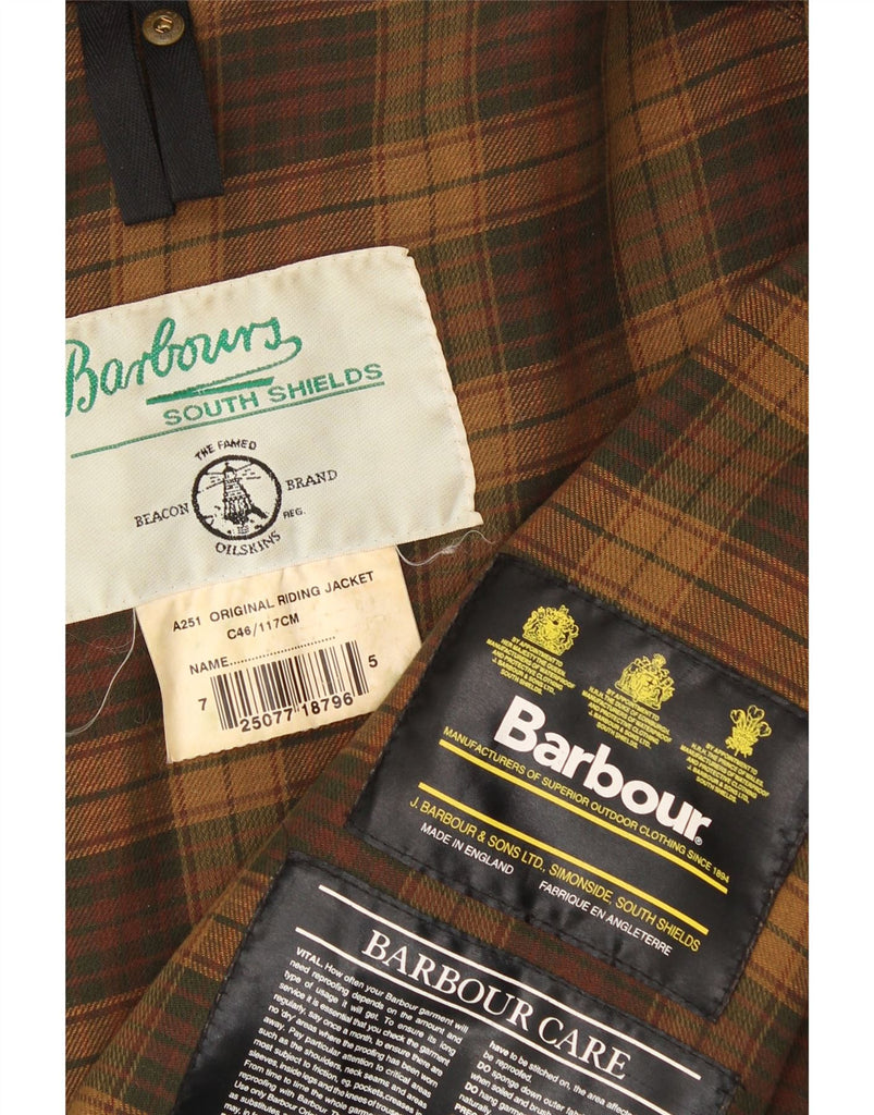 BARBOUR Mens Waxed Cotton Jacket UK 46 XL Brown Cotton Vintage Barbour and Second-Hand Barbour from Messina Hembry 