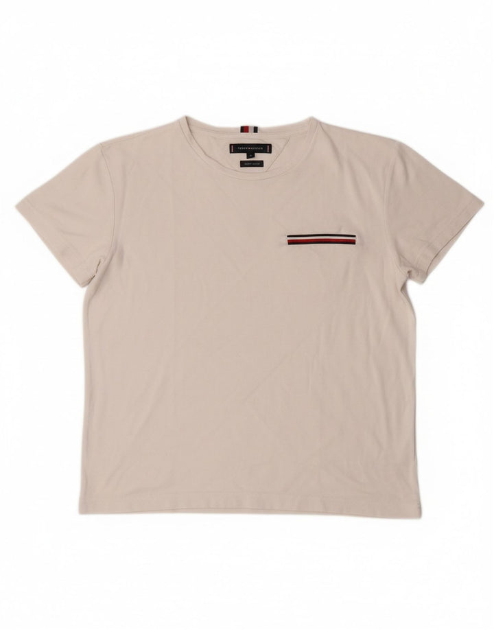 TOMMY HILFIGER Womens T-Shirt Top UK 14 Medium White Cotton