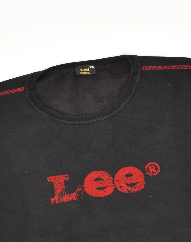 LEE Mens Graphic Sweatshirt Jumper 2XL Black Cotton | Vintage Lee | Thrift | Second-Hand Lee | Used Clothing | Messina Hembry 