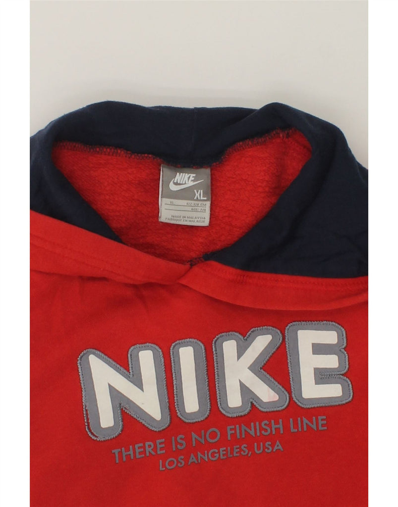 NIKE Boys Graphic Hoodie Jumper 7-8 Years XL Red Cotton | Vintage Nike | Thrift | Second-Hand Nike | Used Clothing | Messina Hembry 