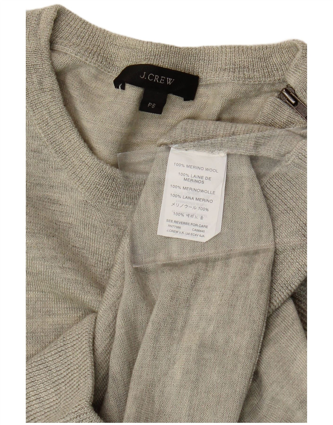 J. CREW Womens Boat Neck Jumper Sweater UK 10 Small Grey Merino Wool