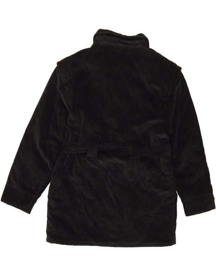 REGINA SCHRECKER Womens Corduroy Coat UK 12 Medium Black Cotton Vintage Regina Schrecker and Second-Hand Regina Schrecker from Messina Hembry 