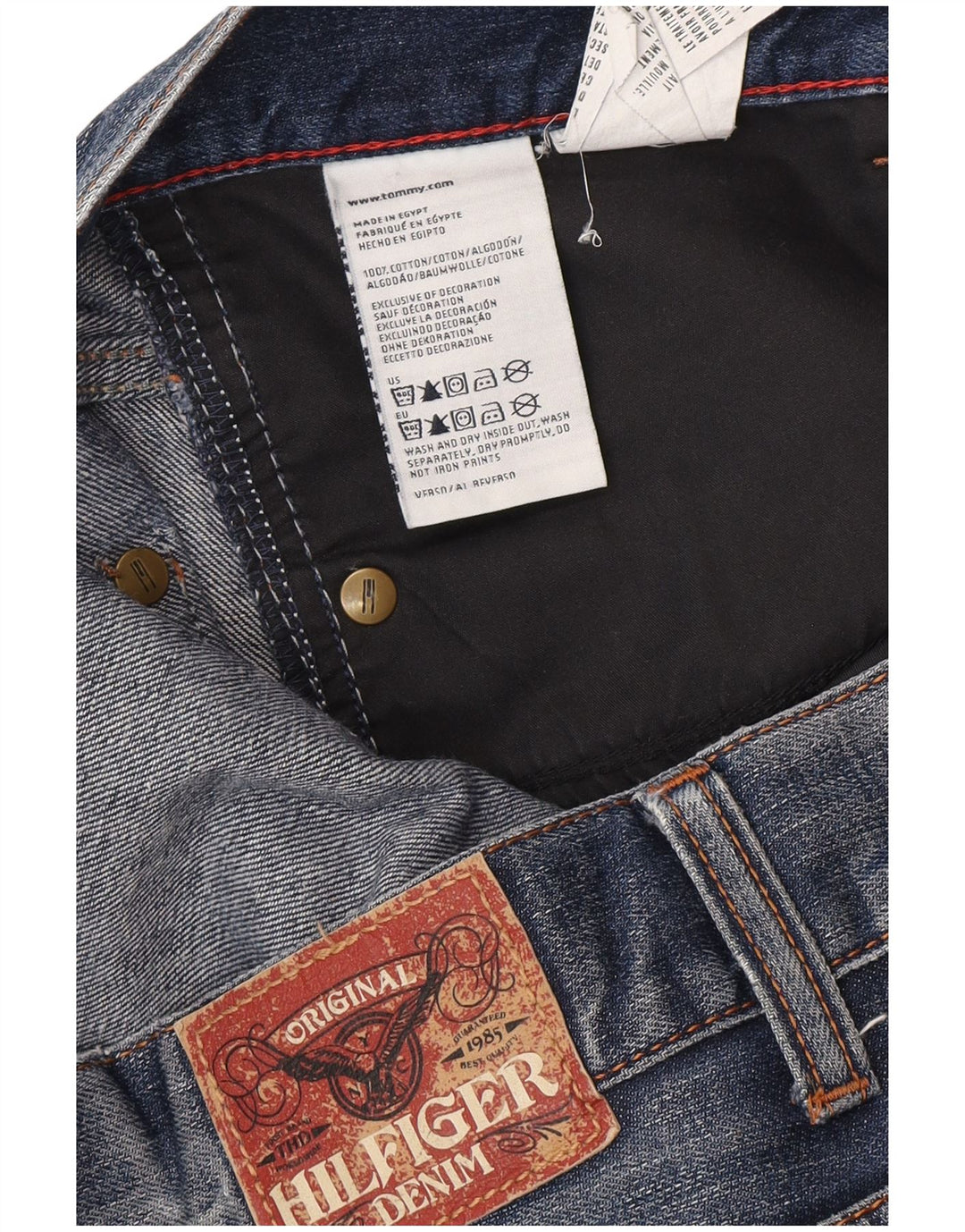 Tommy Hilfiger Mens Regular Fit Straight Jeans W38 L34 Blue Cotton