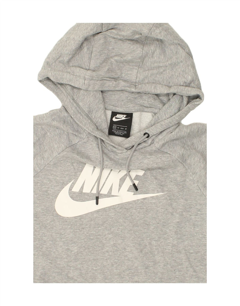 NIKE Womens Oversized Graphic Hoodie Jumper UK 6 XS Grey Cotton Vintage Nike and Second-Hand Nike from Messina Hembry 