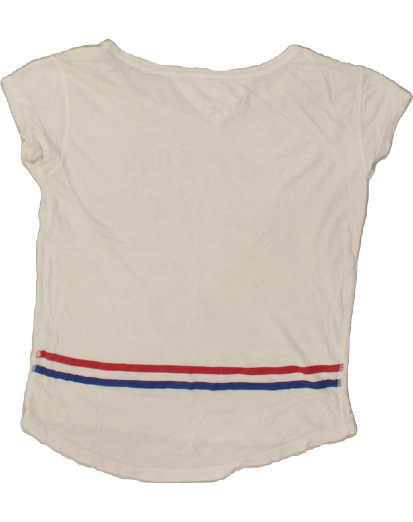 TOMMY HILFIGER Womens Graphic T-Shirt Top UK 10 Small White Vintage Tommy Hilfiger and Second-Hand Tommy Hilfiger from Messina Hembry 